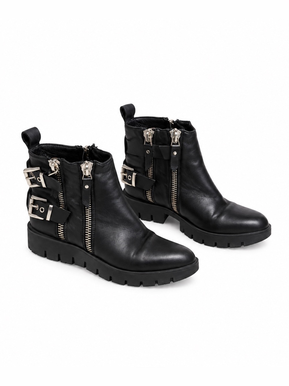 Made in Italy Black Leather Moto Buckle Boots EU 38 / Fits 7.5